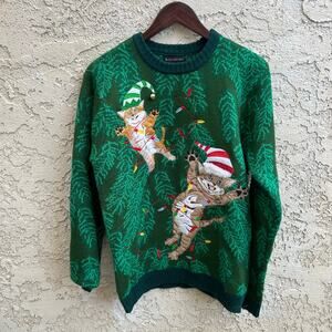 Blizzard Bay Christmas Cat Knit Sweater Size Womens Medium
